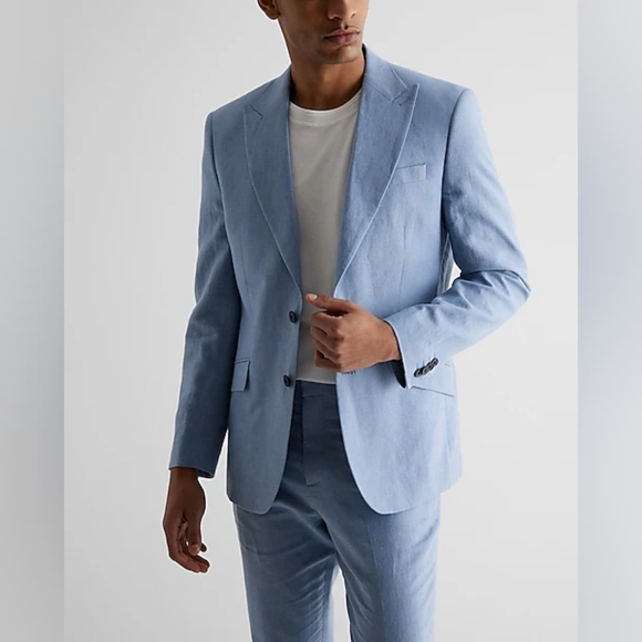 EXPRESS Extra Slim Light Blue Linen-CottonBlend Suit Jacket - Size 38R - NWT